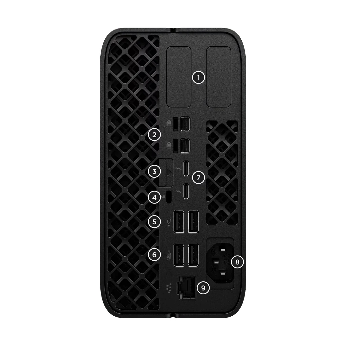 HP公式製品ページに掲載されたHP Z2 Mini G1aの背面ポート