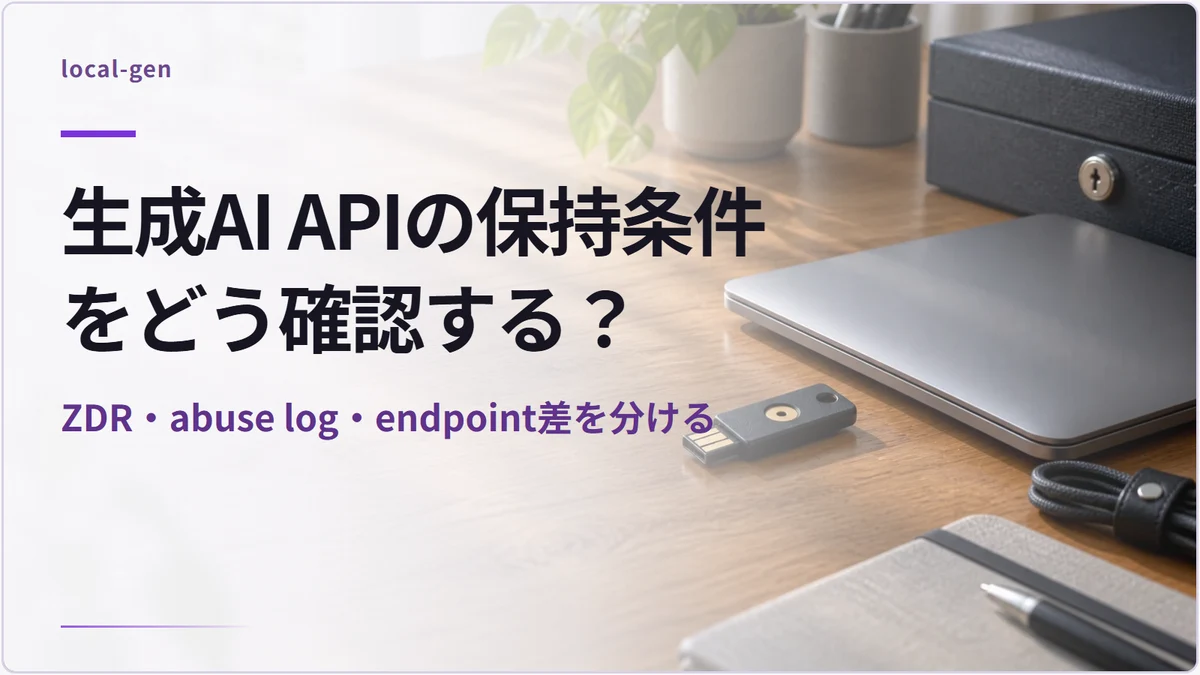 生成AI APIの保持条件をどう確認する？ — ZDR・abuse log・endpoint差を分ける