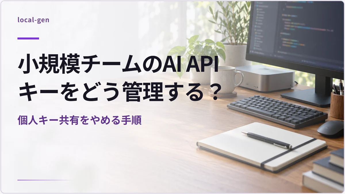 小規模チームのAI APIキーをどう管理する？ — 個人キー共有をやめる手順