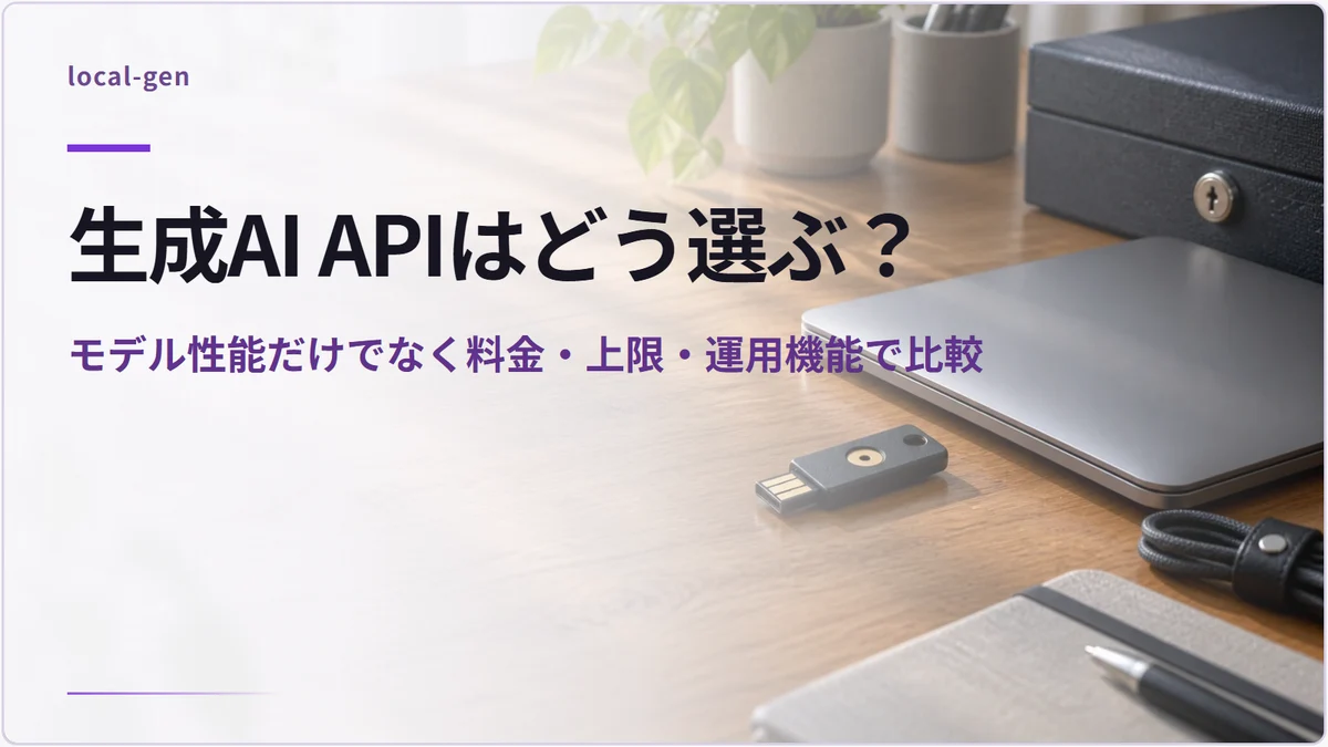 生成AI APIはどう選ぶ? — モデル性能だけでなく料金・上限・運用機能で比較