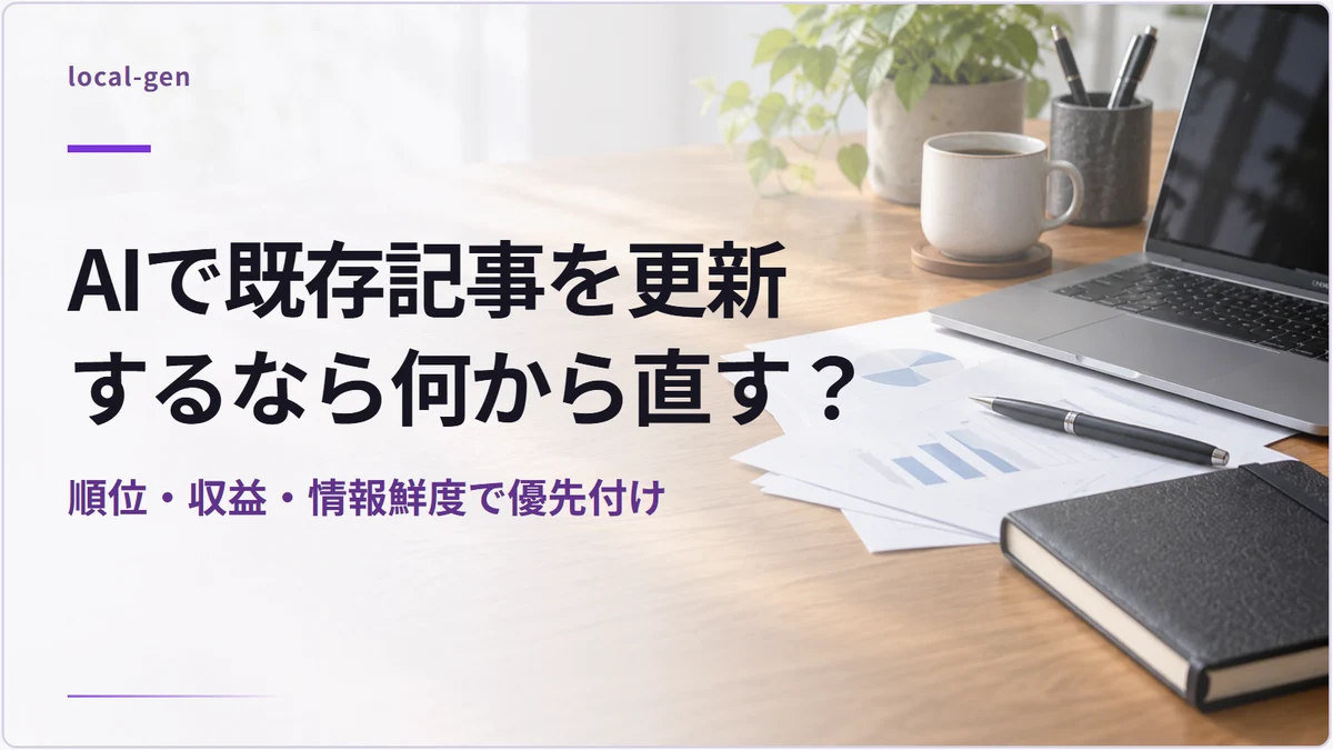 AIで既存記事を更新するなら何から直す？ — 順位・収益・情報鮮度で優先付け
