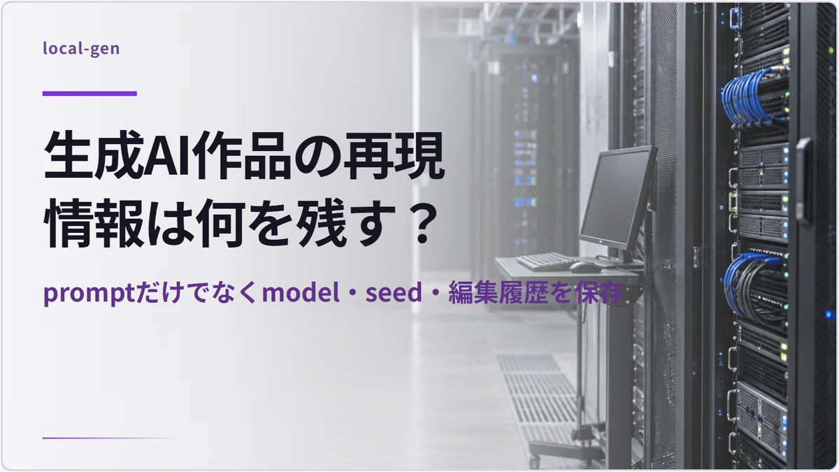 生成AI作品の再現情報は何を残す? — promptだけでなくmodel・seed・編集履歴を保存