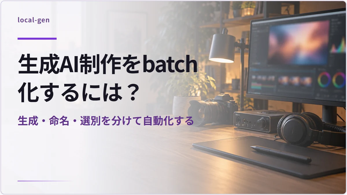 生成AI制作をbatch化するには? — 生成・命名・選別を分けて自動化する