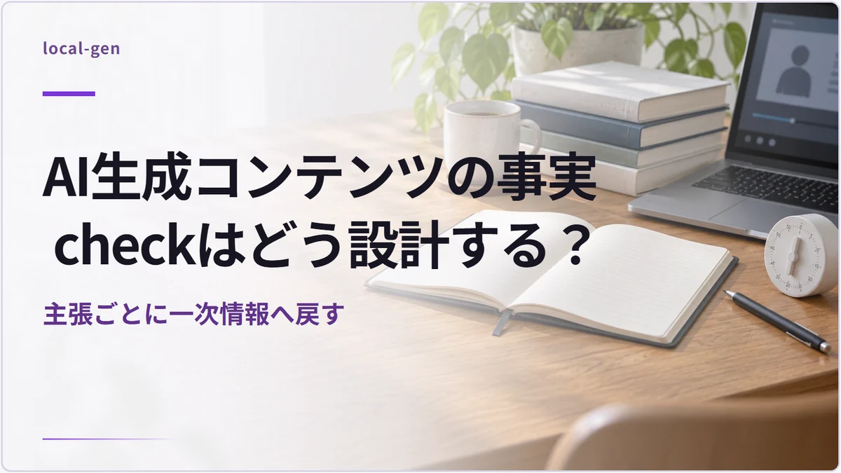 AI生成コンテンツの事実 checkはどう設計する？ — 主張ごとに一次情報へ戻す