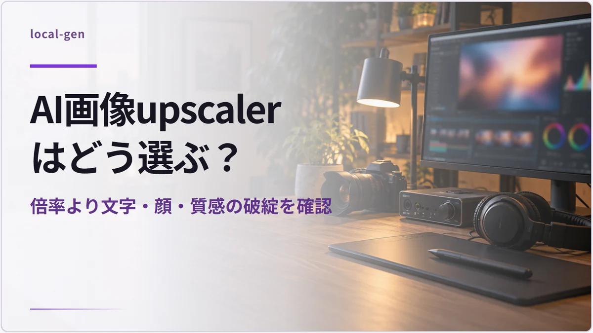AI画像upscalerはどう選ぶ? — 倍率より文字・顔・質感の破綻を確認
