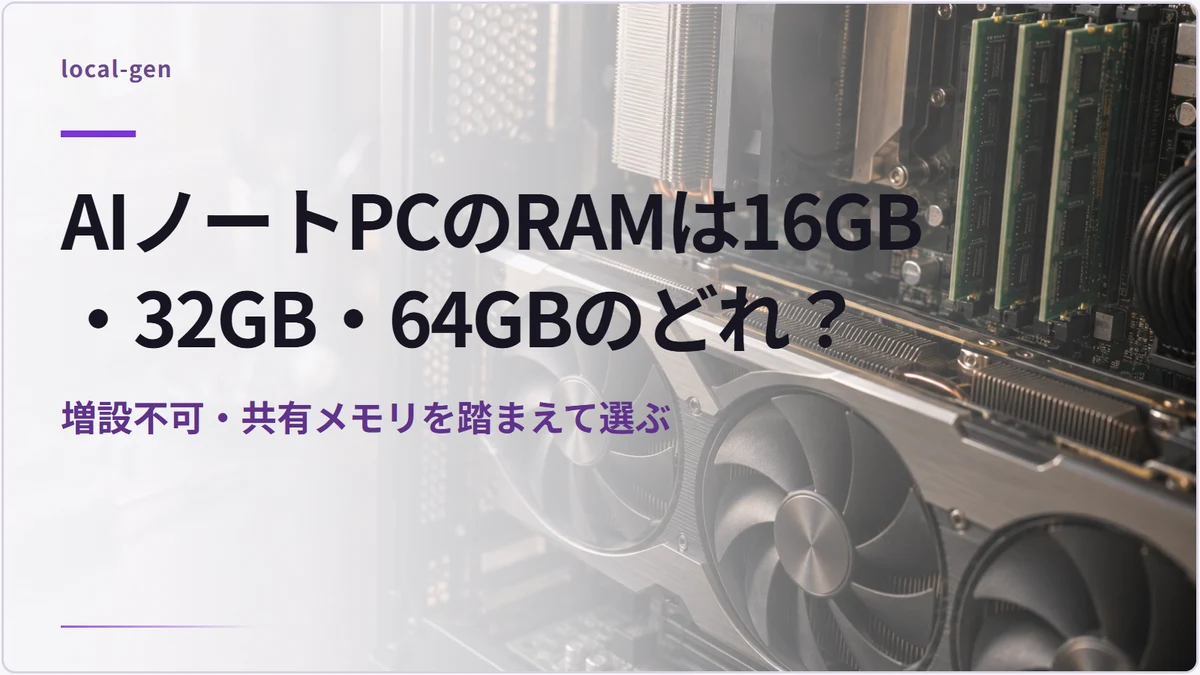 AIノートPCのRAMは16GB・32GB・64GBのどれ？ — 増設不可・共有メモリを踏まえて選ぶ