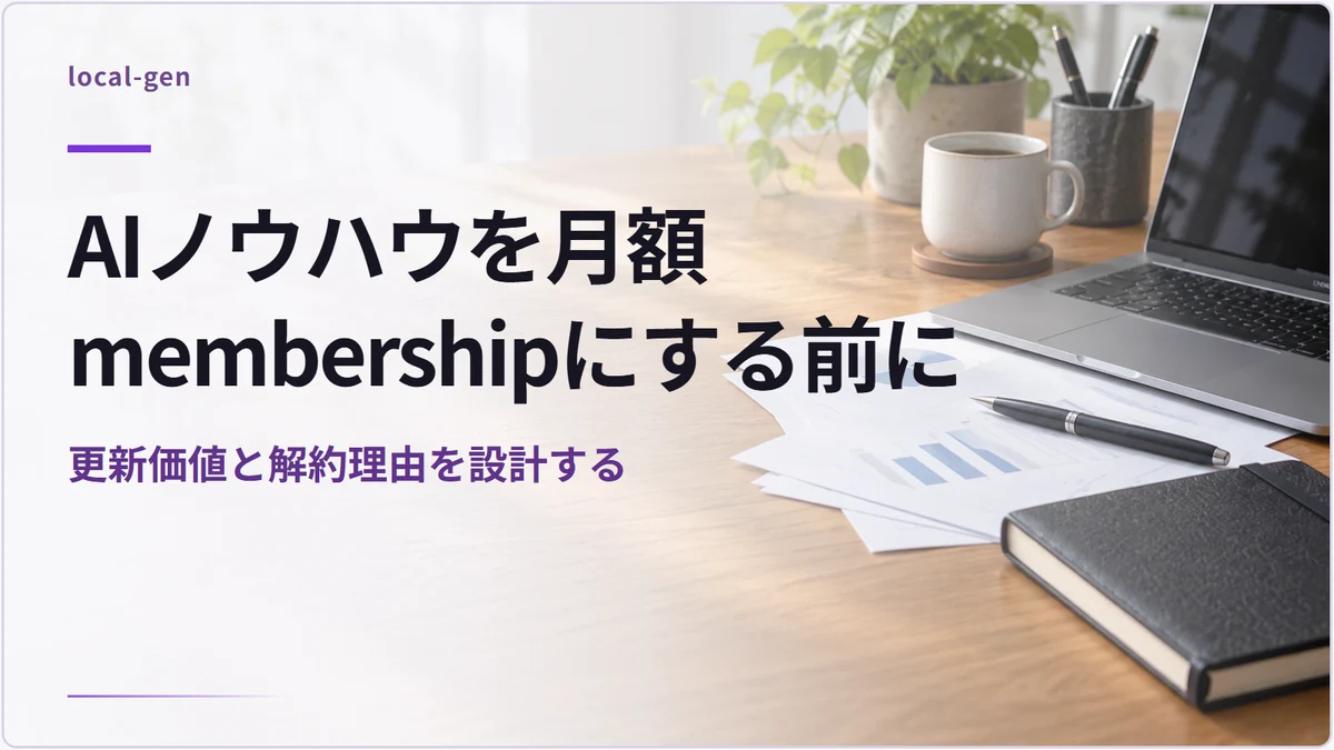AIノウハウを月額membershipにする前に — 更新価値と解約理由を設計する
