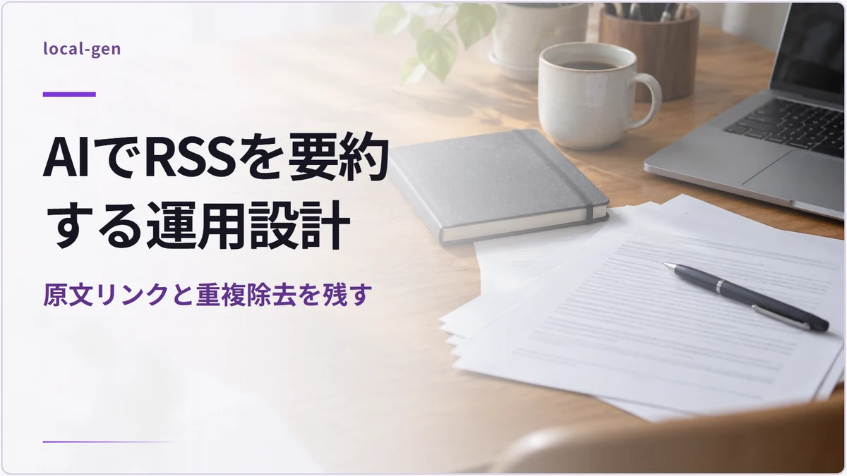 AIでRSSを要約する運用設計 — 原文リンクと重複除去を残す