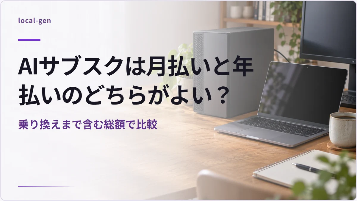 AIサブスクは月払いと年払いのどちらがよい？ — 乗り換えまで含む総額で比較