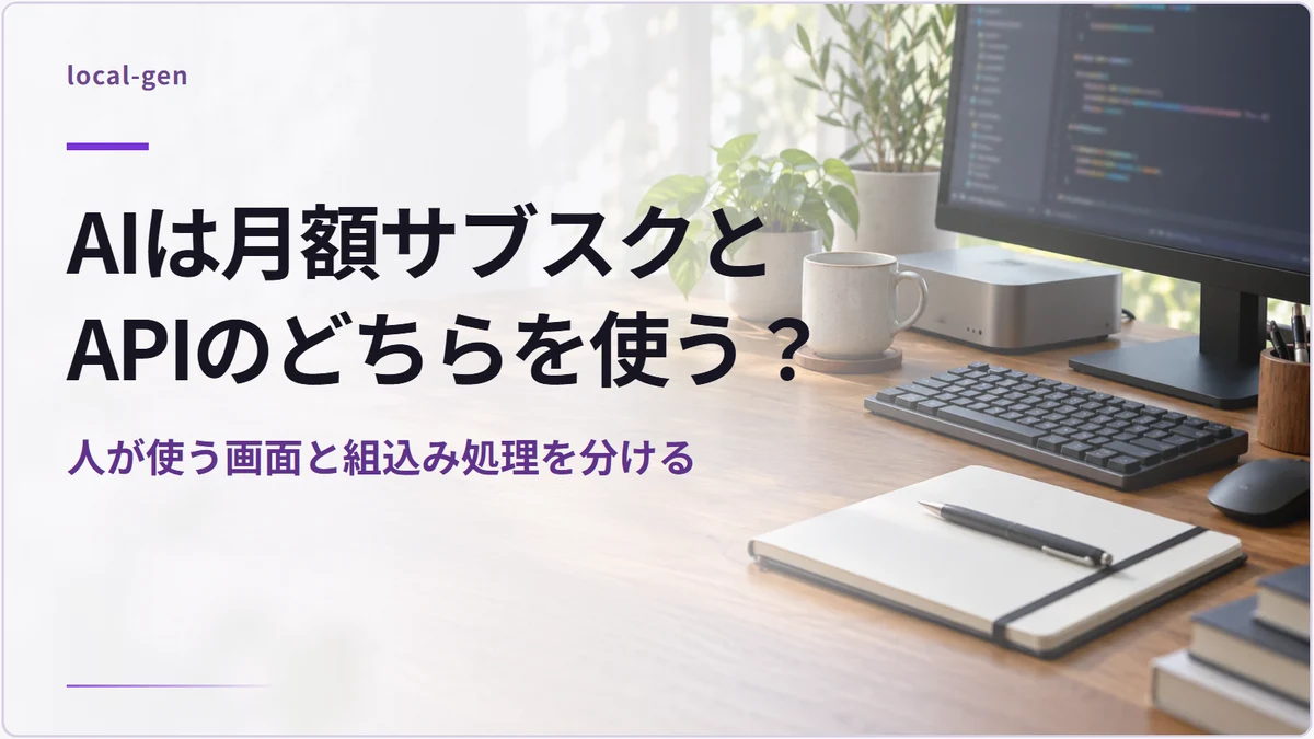 AIは月額サブスクとAPIのどちらを使う? — 人が使う画面と組込み処理を分ける