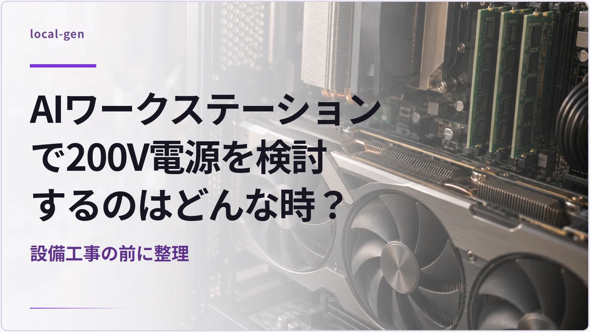 AIワークステーションで200V電源を検討するのはどんな時? — 設備工事の前に整理