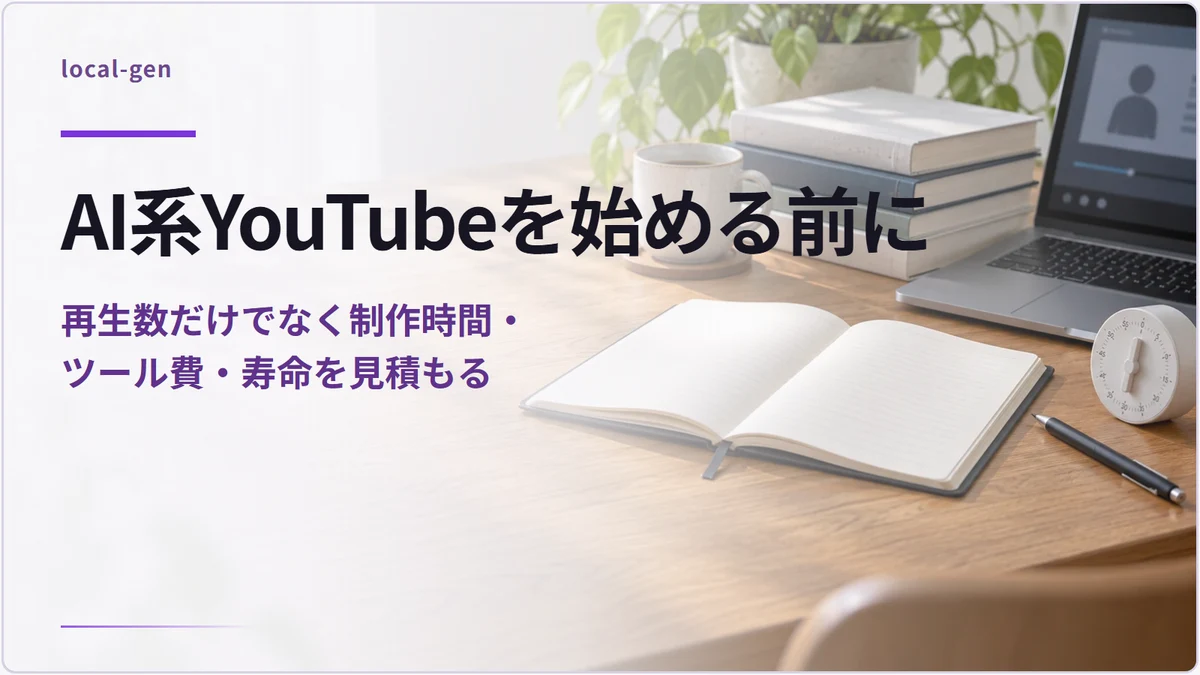 AI系YouTubeを始める前に — 再生数だけでなく制作時間・ツール費・寿命を見積もる