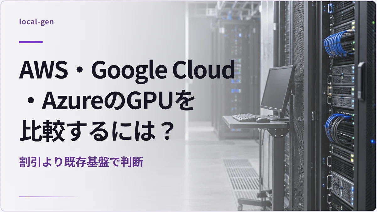 AWS・Google Cloud・AzureのGPUを比較するには? — 割引より既存基盤で判断