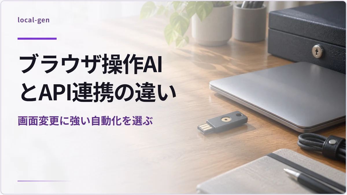 ブラウザ操作AIとAPI連携の違い — 画面変更に強い自動化を選ぶ