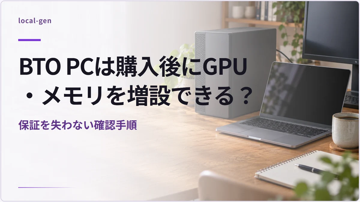 BTO PCは購入後にGPU・メモリを増設できる? — 保証を失わない確認手順