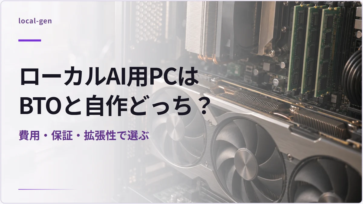 ローカルAI用PCはBTOと自作どっち？ — 費用・保証・拡張性で選ぶ