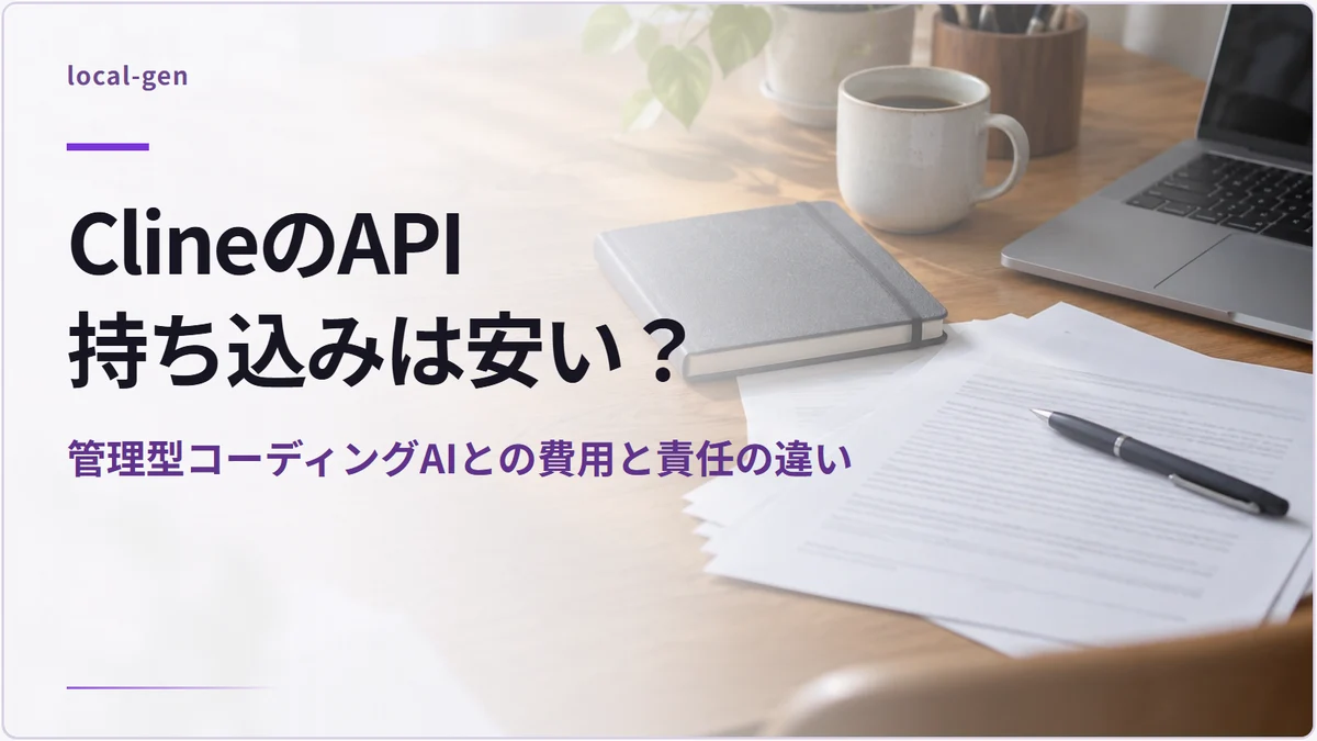 ClineのAPI持ち込みは安い? — 管理型コーディングAIとの費用と責任の違い