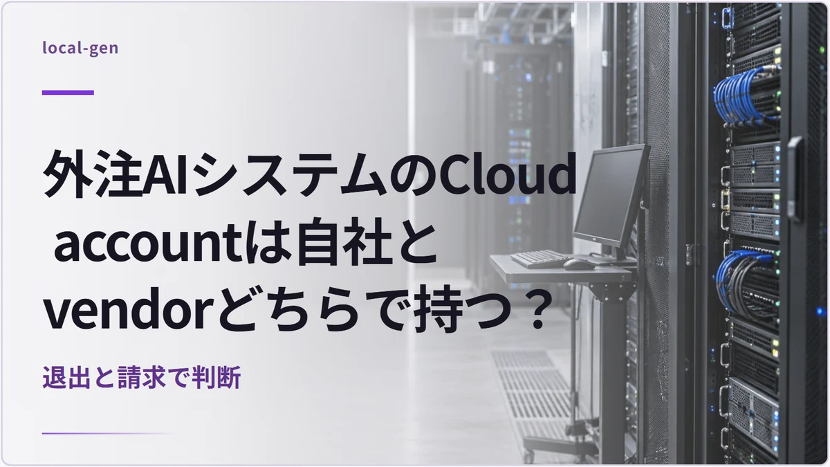 外注AIシステムのCloud accountは自社とvendorどちらで持つ？ — 退出と請求で判断