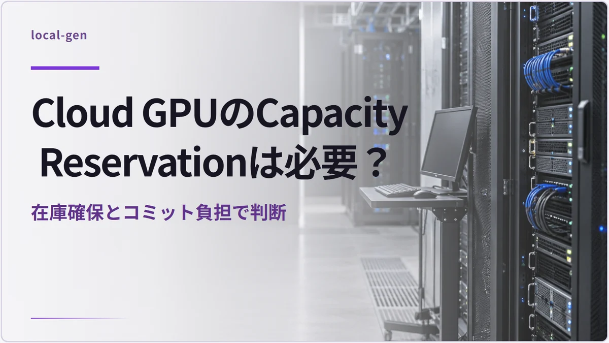 Cloud GPUのCapacity Reservationは必要? — 在庫確保とコミット負担で判断