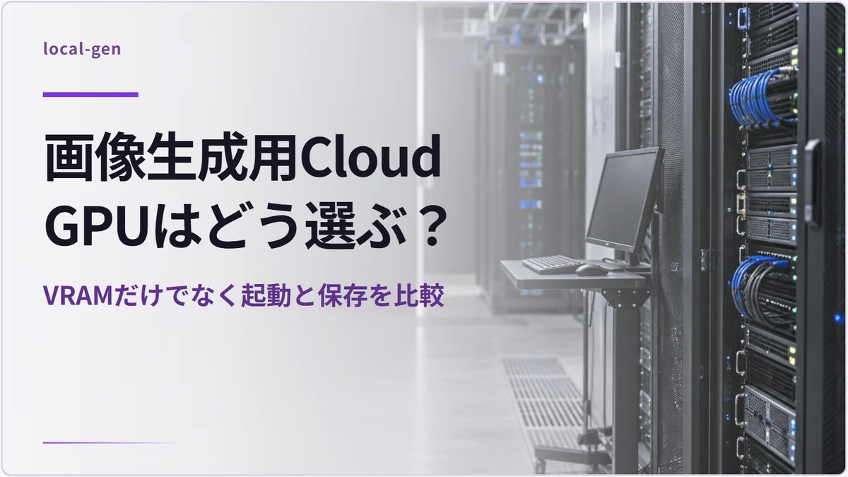 画像生成用Cloud GPUはどう選ぶ? — VRAMだけでなく起動と保存を比較