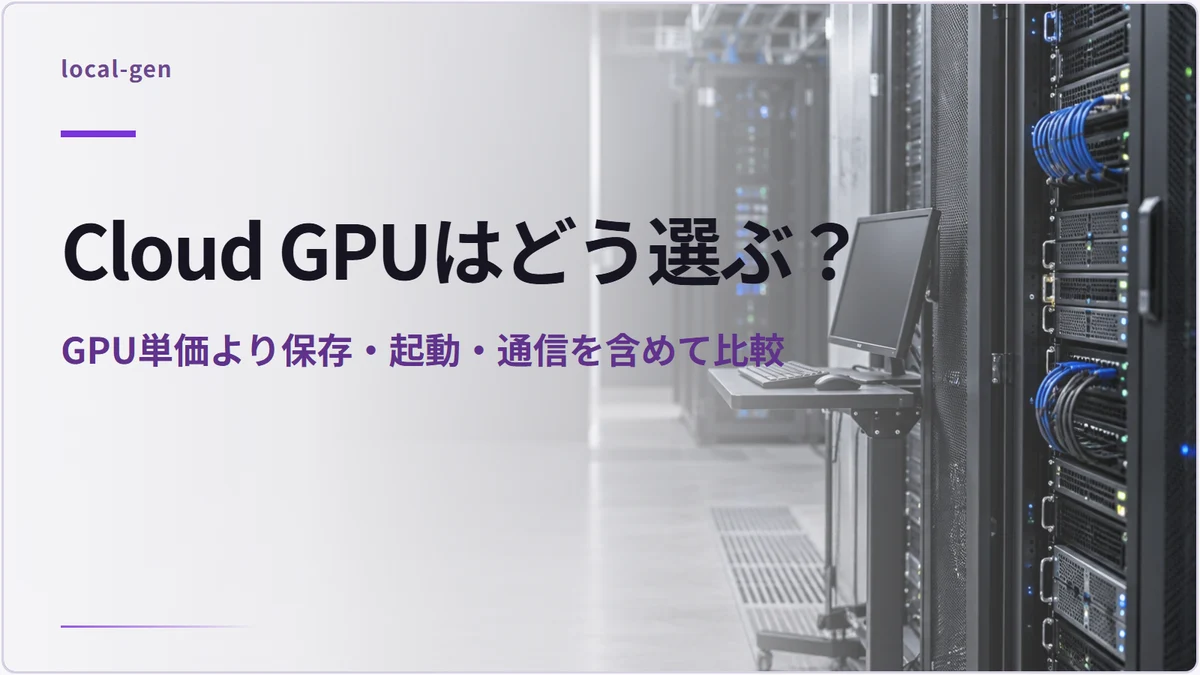 Cloud GPUはどう選ぶ? — GPU単価より保存・起動・通信を含めて比較