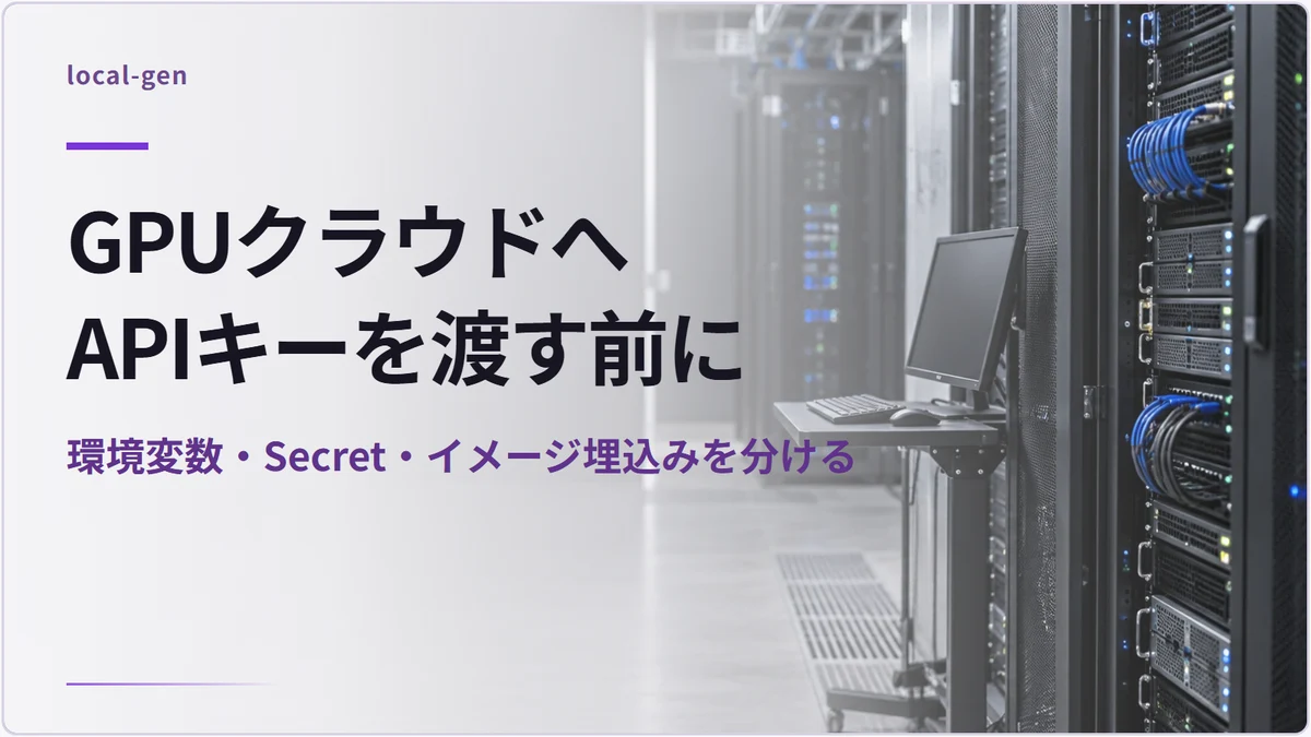 GPUクラウドへAPIキーを渡す前に — 環境変数・Secret・イメージ埋込みを分ける