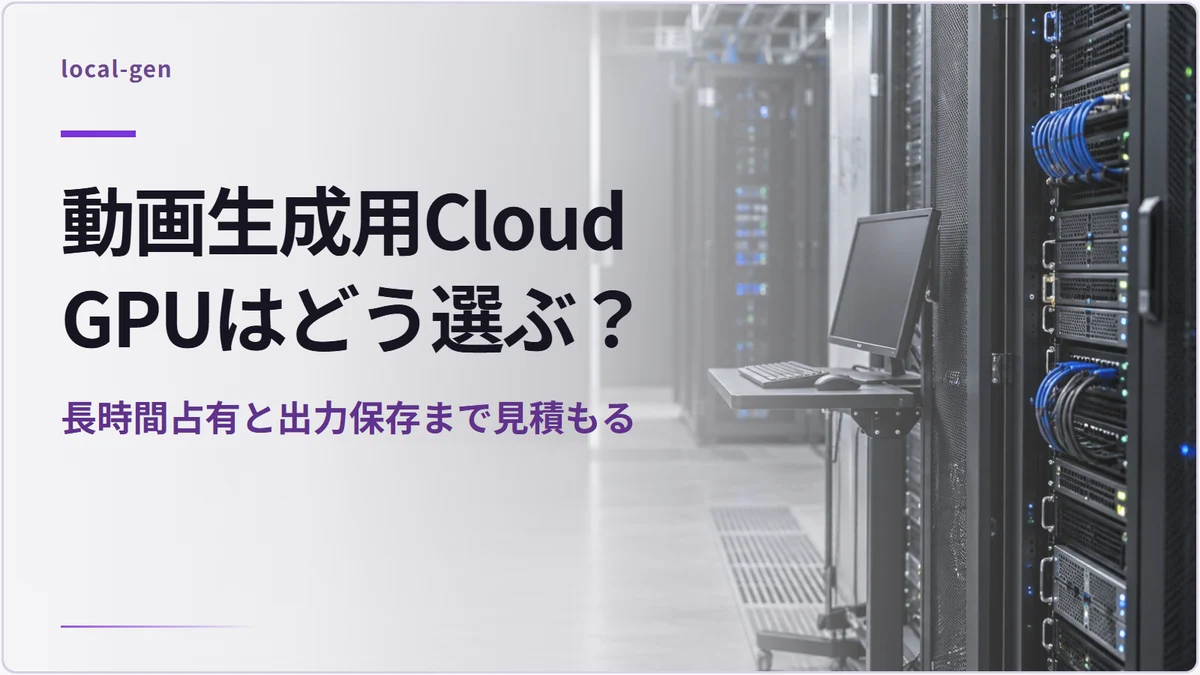 動画生成用Cloud GPUはどう選ぶ? — 長時間占有と出力保存まで見積もる