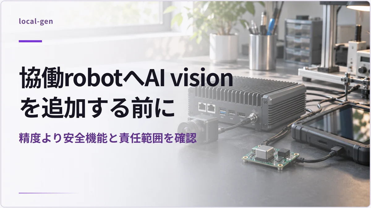 協働robotへAI visionを追加する前に — 精度より安全機能と責任範囲を確認