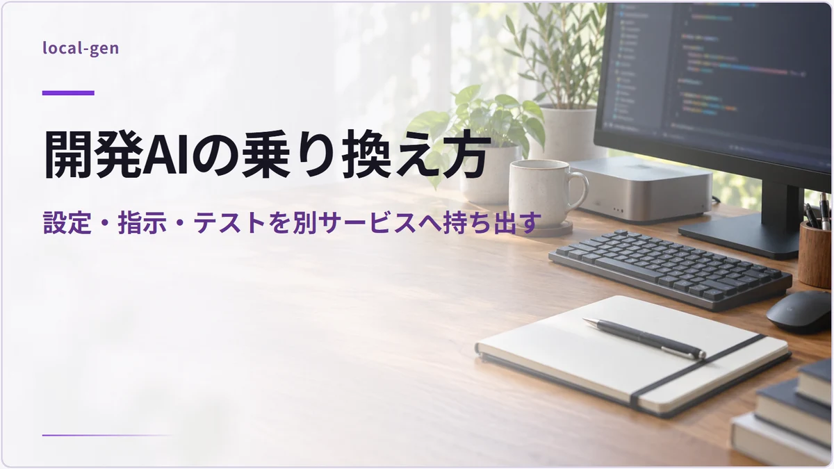 開発AIの乗り換え方 — 設定・指示・テストを別サービスへ持ち出す