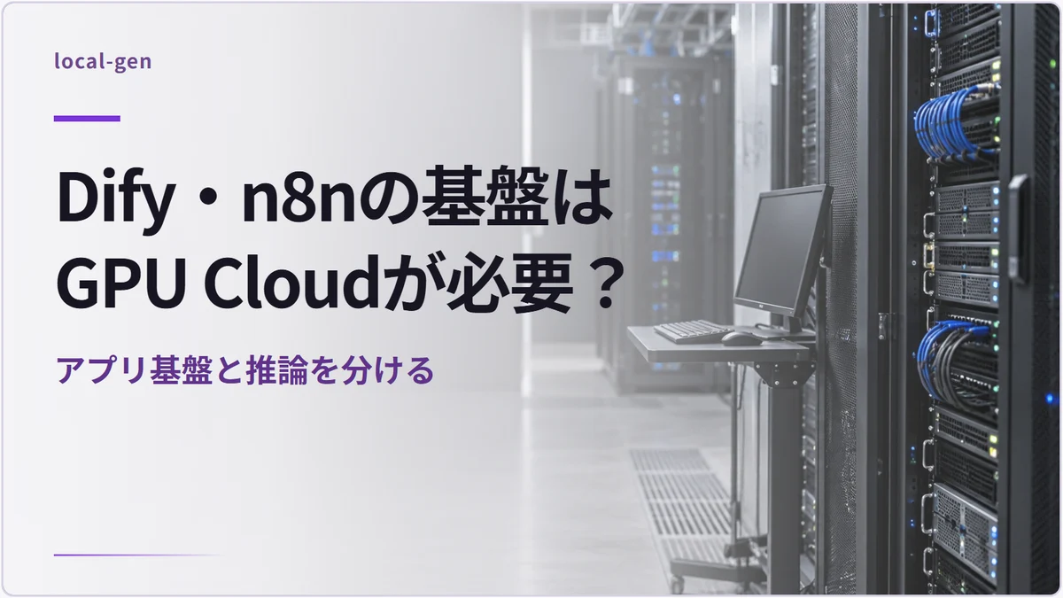 Dify・n8nの基盤はGPU Cloudが必要？ — アプリ基盤と推論を分ける