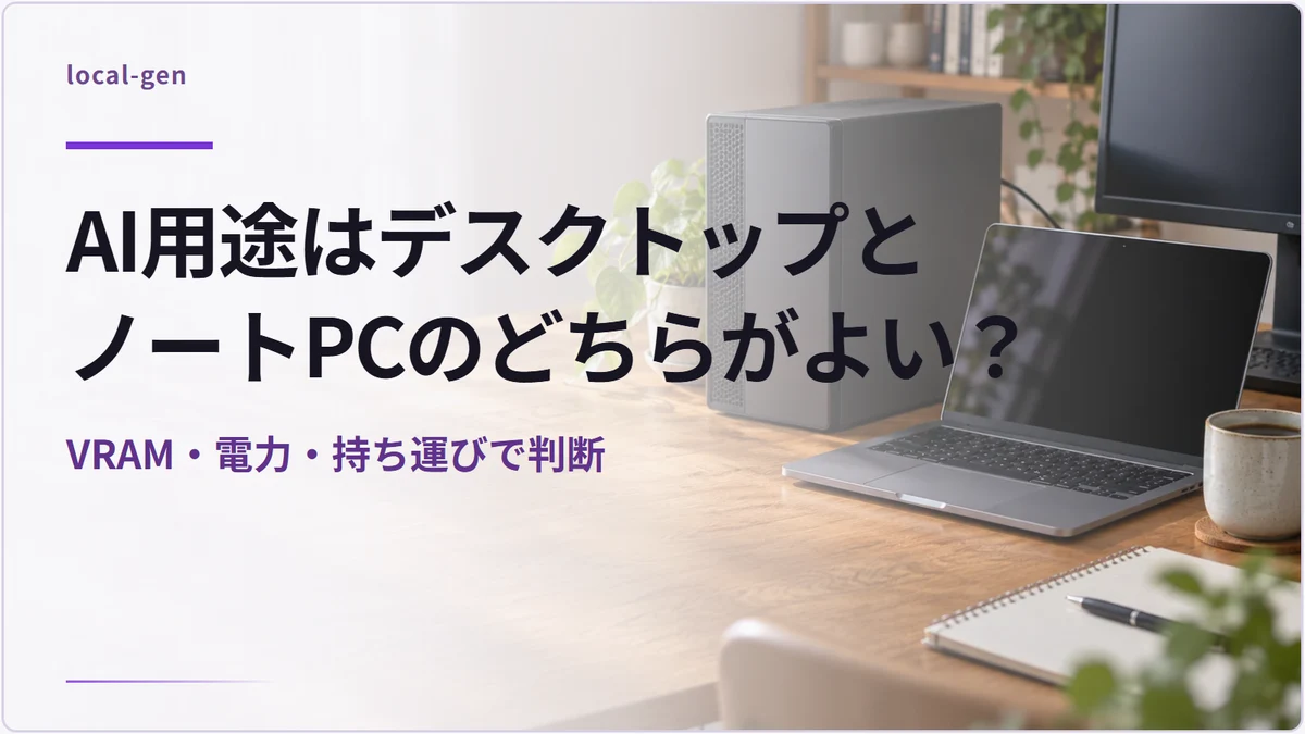 AI用途はデスクトップとノートPCのどちらがよい? — VRAM・電力・持ち運びで判断