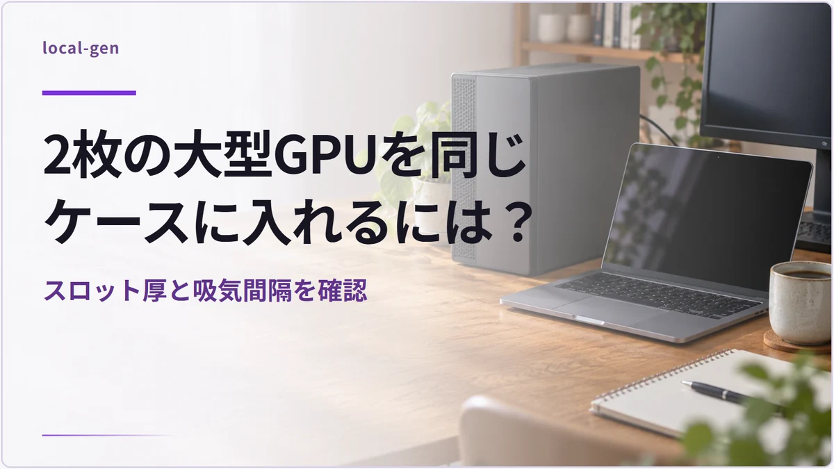 2枚の大型GPUを同じケースに入れるには? — スロット厚と吸気間隔を確認