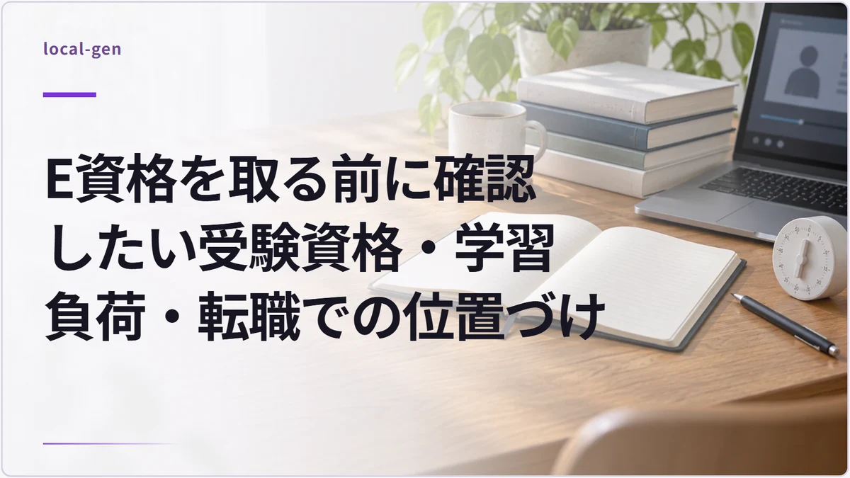 E資格を取る前に確認したい受験資格・学習負荷・転職での位置づけ