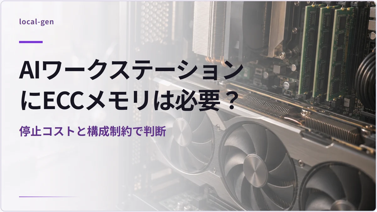 AIワークステーションにECCメモリは必要? — 停止コストと構成制約で判断