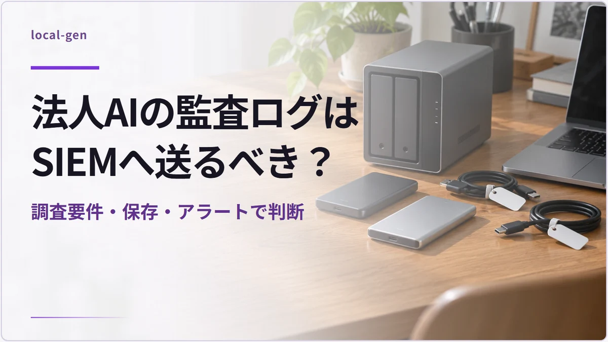 法人AIの監査ログはSIEMへ送るべき？ — 調査要件・保存・アラートで判断