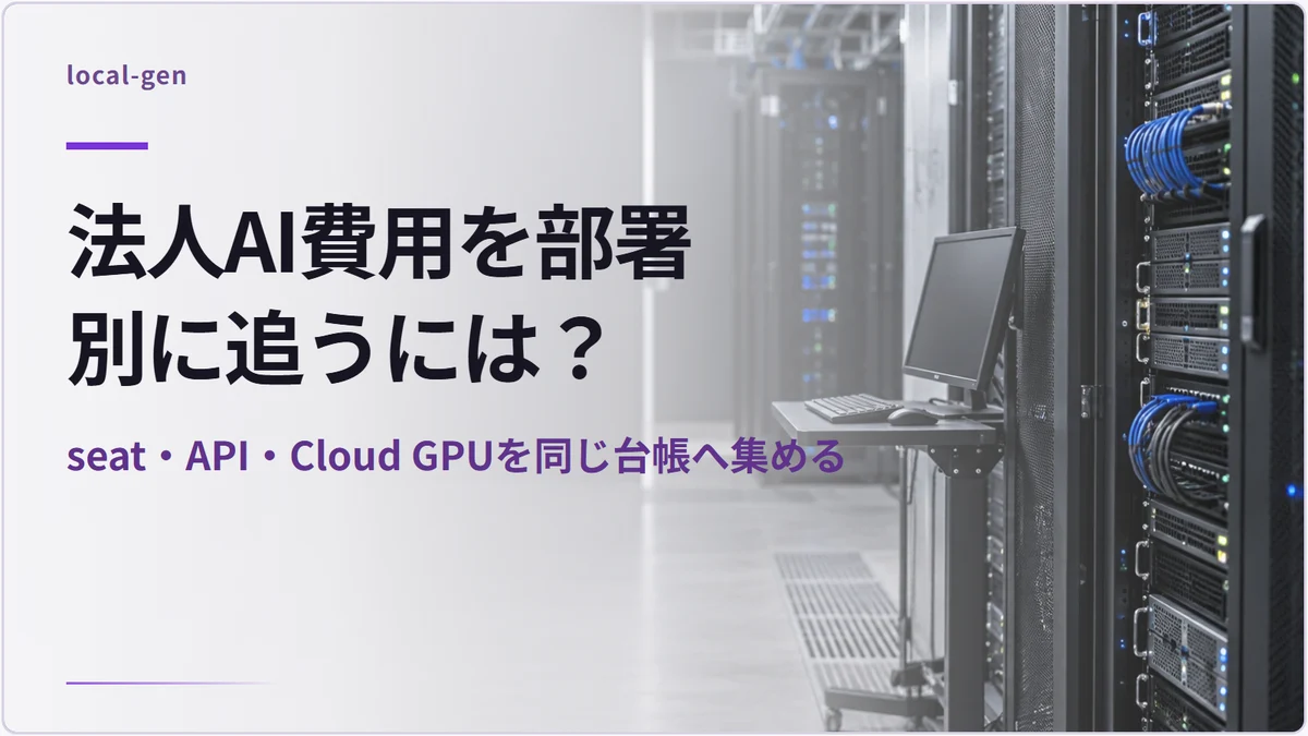 法人AI費用を部署別に追うには？ — seat・API・Cloud GPUを同じ台帳へ集める