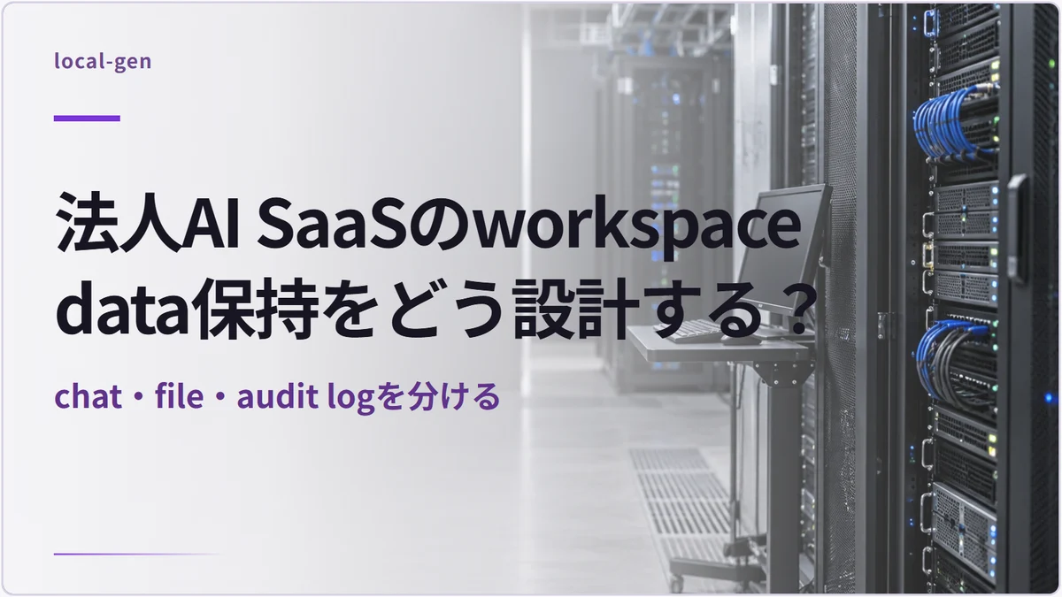 法人AI SaaSのworkspace data保持をどう設計する？ — chat・file・audit logを分ける