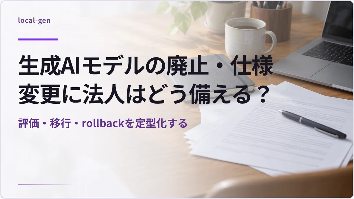 生成AIモデルの廃止・仕様変更に法人はどう備える？ — 評価・移行・rollbackを定型化する