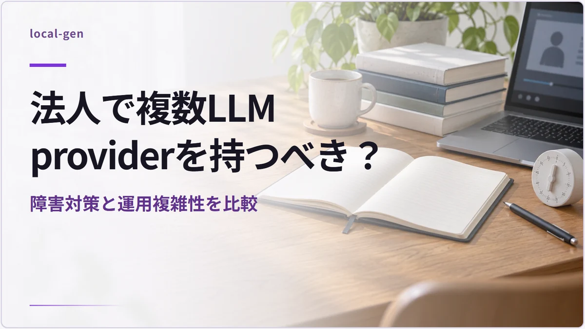 法人で複数LLM providerを持つべき？ — 障害対策と運用複雑性を比較