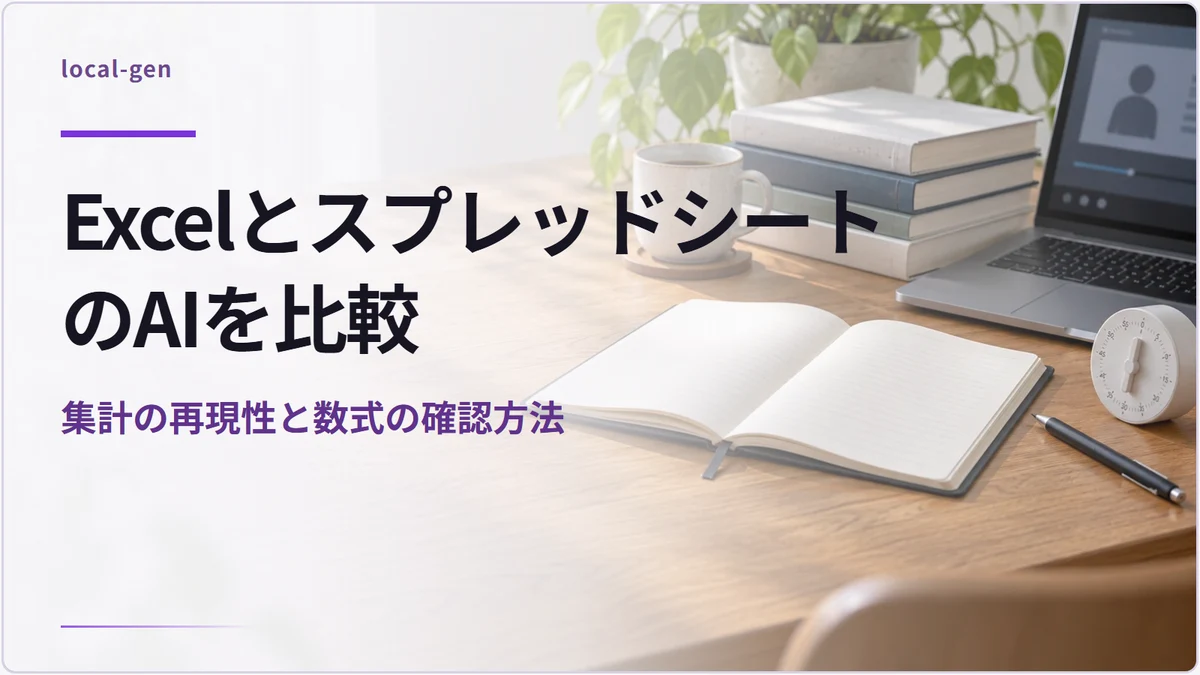 ExcelとスプレッドシートのAIを比較 — 集計の再現性と数式の確認方法