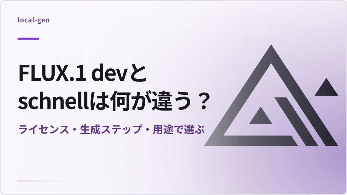 FLUX.1 devとschnellは何が違う？ — ライセンス・生成ステップ・用途で選ぶ