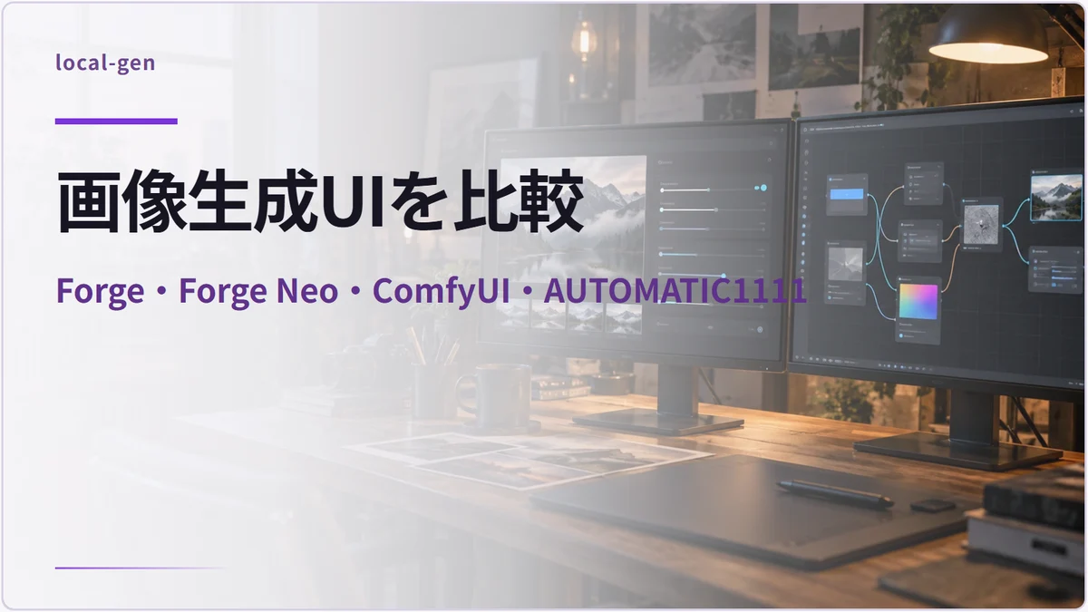 画像生成UIを比較 — Forge・Forge Neo・ComfyUI・AUTOMATIC1111