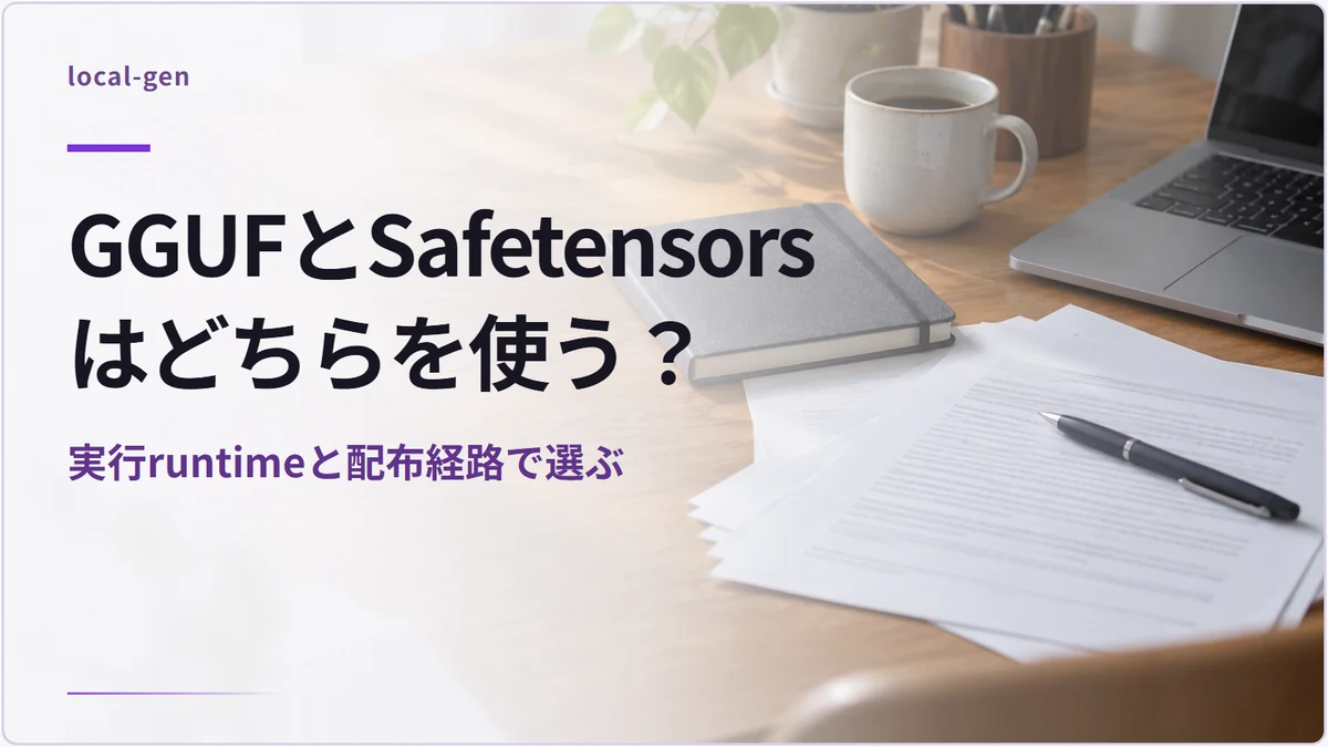 GGUFとSafetensorsはどちらを使う？ — 実行runtimeと配布経路で選ぶ