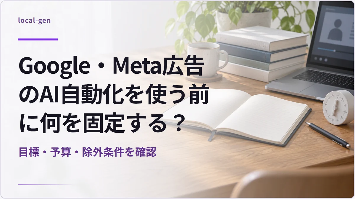 Google・Meta広告のAI自動化を使う前に何を固定する？ — 目標・予算・除外条件を確認