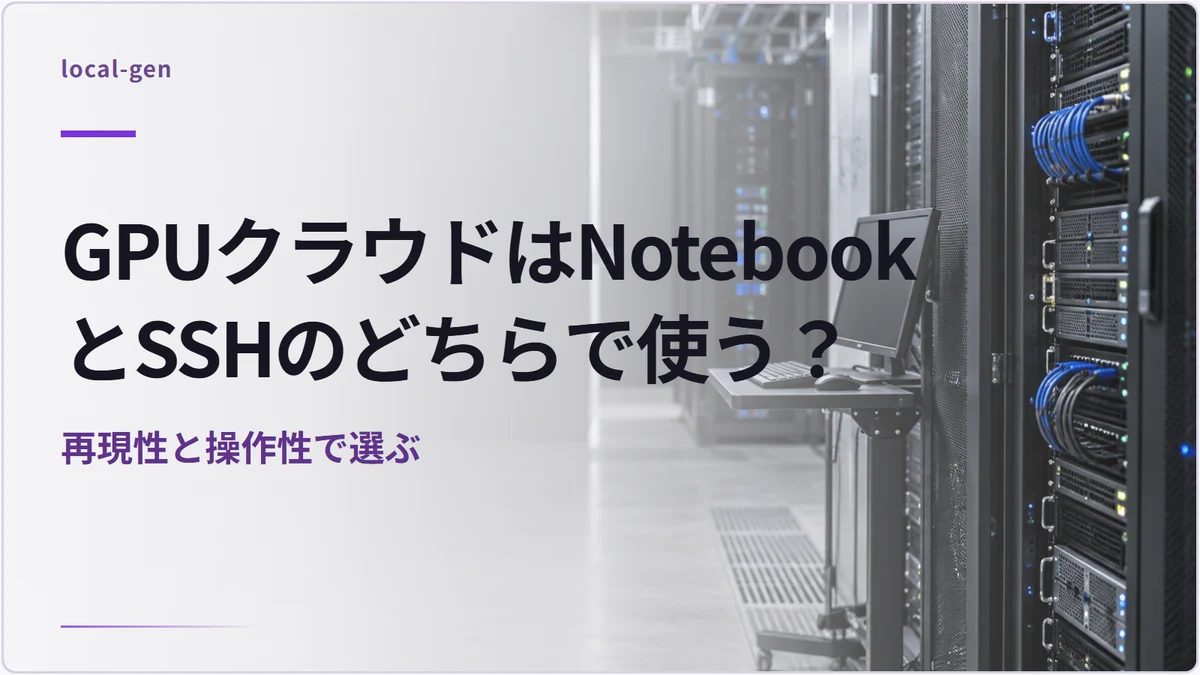 GPUクラウドはNotebookとSSHのどちらで使う? — 再現性と操作性で選ぶ