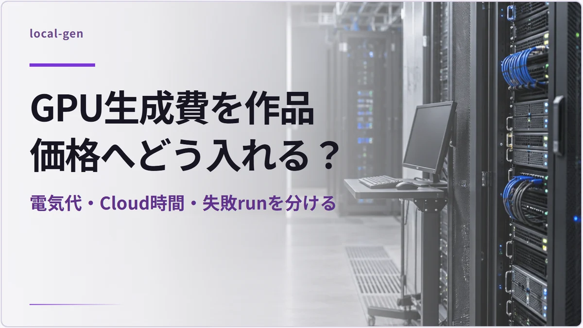 GPU生成費を作品価格へどう入れる？ — 電気代・Cloud時間・失敗runを分ける