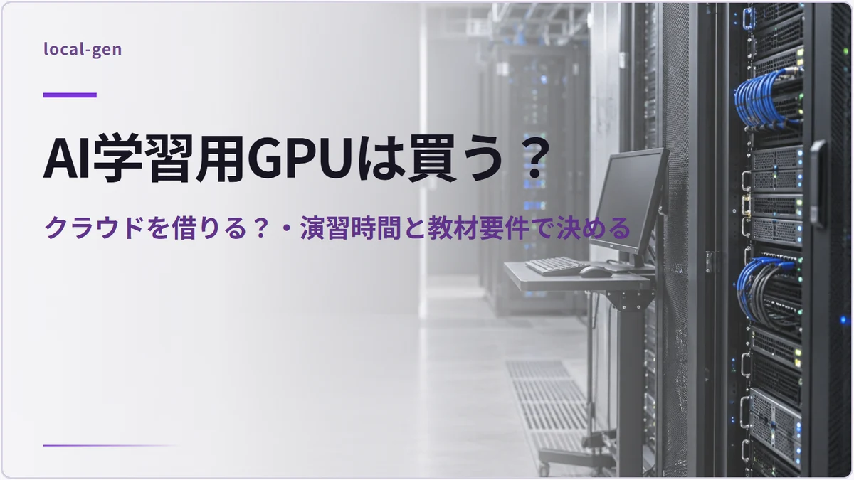 AI学習用GPUは買う？ — クラウドを借りる？・演習時間と教材要件で決める