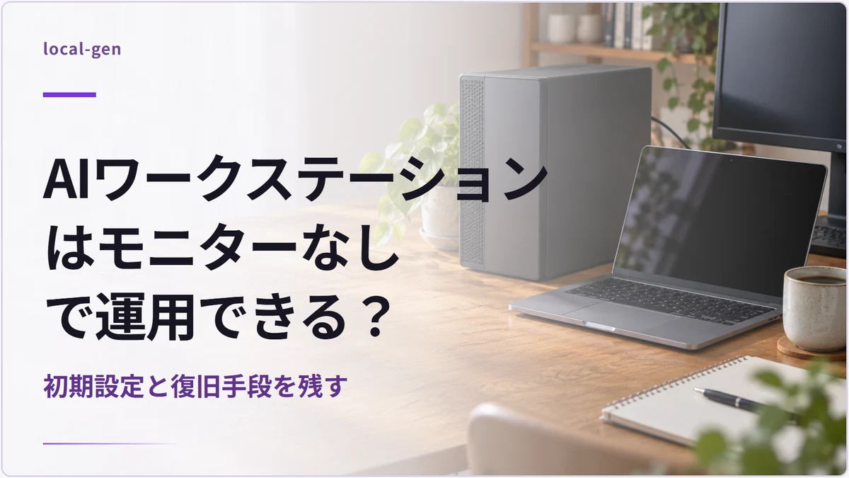AIワークステーションはモニターなしで運用できる？ — 初期設定と復旧手段を残す