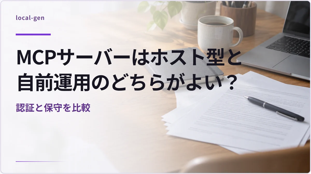 MCPサーバーはホスト型と自前運用のどちらがよい？ — 認証と保守を比較