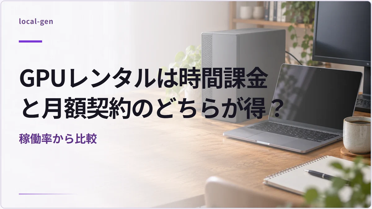 GPUレンタルは時間課金と月額契約のどちらが得？ — 稼働率から比較